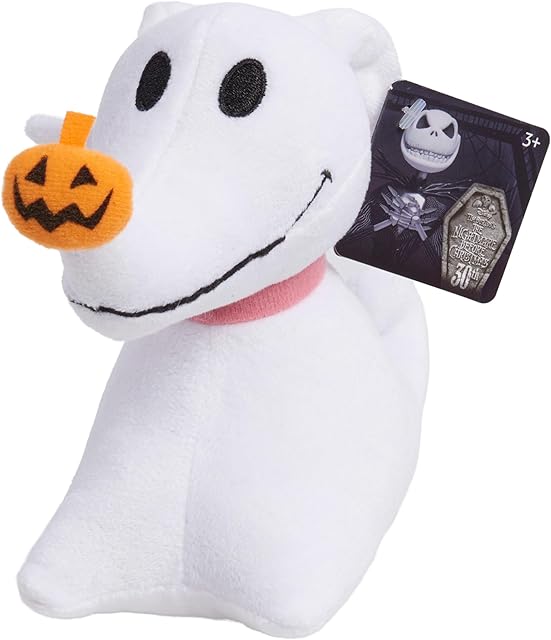The Just Play Disney Tim Burton's The Nightmare Before Christmas Small 5.5-inch Zero Plush Stuffed Animal, Kids Toys for Ages 3 Up