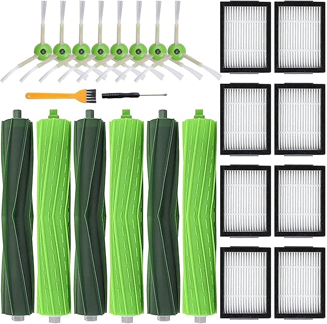 19 Pack Replacement Parts Compatible for Roomba j7 j7+/Plus E5 E6 E7 i7 i7+ i3 i3+ i4 i4+ i6 i6+ i8 Vacuum Cleaner, Replenishment Kit 2 Set Roller Brushes,8 Filters,8 Side Brushes