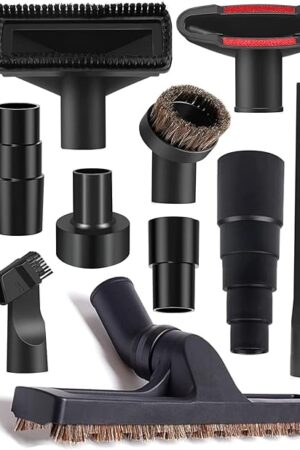 13Pcs Universal Vacuum Attachment Kit 1-1/4" Vacuum Hose Adapter Wet Dry Plastic Vacuum Cleaners Accessories with Extension Wand Horse Hair Brush Flexible Crevice Tool Adapter for Shop Vac Attachment