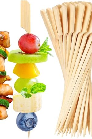 200PCS Bamboo Skewers for Appetizers, [6 Inch] Long Cocktail Picks Fancy Toothpicks for Appetizers, Flat Paddle Wooden Skewers Food Sticks for Party Drinks Fruit BBQ, Charcuterie Boards Accessories