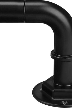 Curtain Rods for Windows 16 to 45 Inches Adjustable Blackout Wrap Around 1 Inch Diameter Curtain Rod, Black