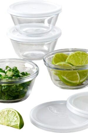 Anchor Hocking Glass Ramekins, 6 Ounce Glass Custard Cups with Lids, Set of 4