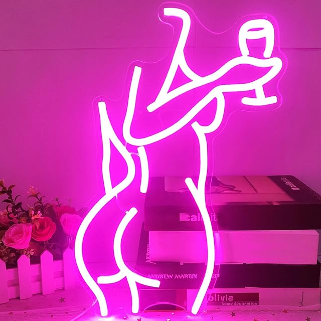 Ajoyferris Lady Back Neon Sign Dimmable Led Lady Sign Neon Woman Neon Light Sexy Lady Neon Signs for Bedroom Man Cave Bar Party Art Decor Gifts