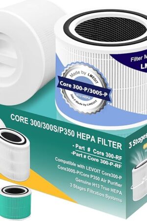Core 300 Air Purifier Replacement Filter for LEVOIT Core 300,Core 300S,Core P350,Core300-P Air Purifier, Core 300 Replacement Filter,3-in-1 H13 True HEPA & Activated Carbon Filter, Core 300-RF,2Pack