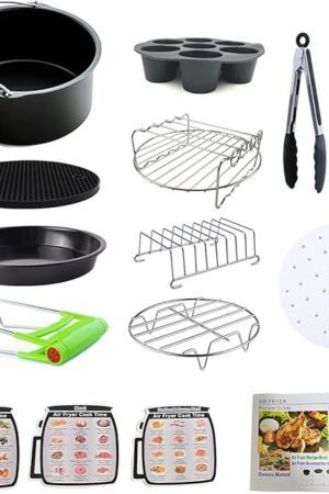 Air Fryer Accessories Kit - 12pcs Universal for 4, 4.2, 5, 5.5, 5.8 QT Gowise Cosori Phillips Ninja Cozyna Air Fryer