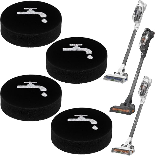 4 Pack Sponge Filter Compatible with BLACK+DECKER POWERSERIES+ 16V/20V Cordless Stick Vacuum Models BHFEA420J, BHFEA520J, BHFEA18D1, Compare to Part# BHFEAF1