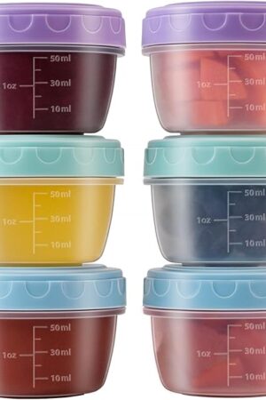 6 Pack 2.7 OZ Salad Dressing Container to Go with lids,Dishwasher and Microwave Safe Tiny Condiment Containers with Graduated Lines, Reusable and Leakproof Small Sauce Containers for Lunch Box