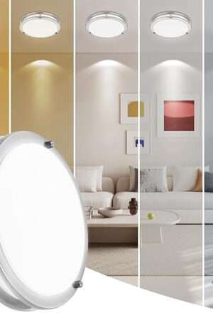 7.5 Inch Flush Mount Ceiling Light Fixture Brushed Nickel LED 12W 2700K/3000K/3500K/4000K/5000K