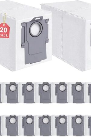 20 Pack Dust Bags for Roborock, Q revo, Qrevo S, Qrevo Plus, Qrevo Master, S8 MaxV/MaxV Ultra, Saros 10/10R, Replacement Vacuum Bags for Qrevo Pro, Qrevo MaxV/Pro/Curv Cleaner, 3.0L Large Capacity