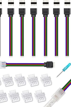 10 mm Wide Strip to Controller Jumper,10 Packs Solderless 4 pin Track Lighting Connectors for 10mm 4pin 2835 5050 RGB LED Strip Light