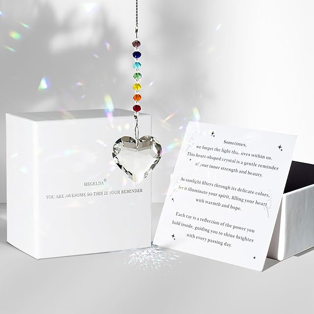 Birthday Gifts for Women Friendship, New Beginning Gifts for Her Friends Coworkers Her Wife Mom Daughter Sister Aunt Heart Crystals Suncacther