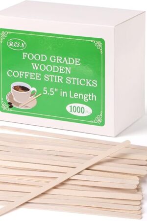 Wooden Coffee Stirrers, Thick Birch 5.5 Inches 1000PCS Disposable Coffee Stirrers Stir Sticks for Coffee & Cocktails, Natural Birch Biodegradabl Food Grade Stir Sticks for Coffee Bar