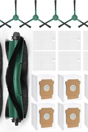 20 Pack Q0520 Replacement Parts for iRobot Roomba Vacuum 2 Essential Robot, Essential Vac 2 Robot 104/Q0520/Q052/105 Vac/105 Combo, 2 Roller Brush, 6 Side Brushes, 6 HEPA Filters, 6 Dust Bags