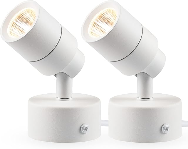 SUNVIE 2 Pack LED Up Lights for Indoor Use Uplight, Warm White Floor Spotlight Lamp, 120V Spot Lights for Uplighting Accent Lighting, 5.9 FT Cord with Foot Switch