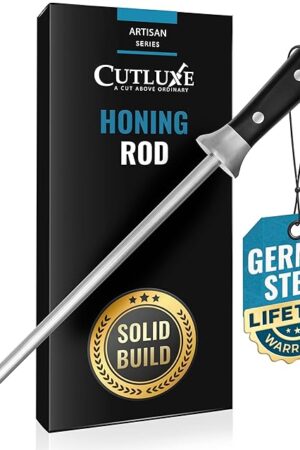 Cutluxe Honing Rod, Knife Sharpener Rod – 10" Honing Steel – Ergonomic Handle Design – Artisan Series