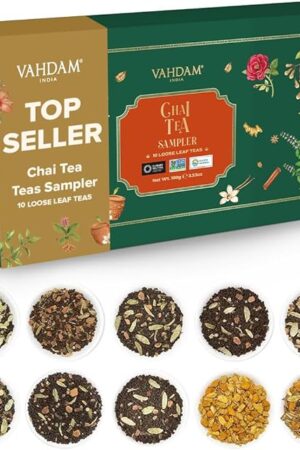 VAHDAM Assorted Chai Loose Leaf Tea Gift Set (10 Flavors) | Gift Ideas for Women & Men | Resealable Ziplock Pouch | Indian Exotic Chai Tea Blends | Gifts for Him/Her