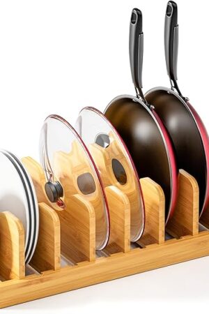 Bamboo Pot Lid Organizer Drawer Organizer