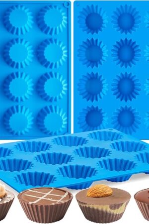 3 PCS Peanut Butter Cup Molds, 12 Cavity Non-stick Silicone Chocolate Candy Molds for Fat Bombs