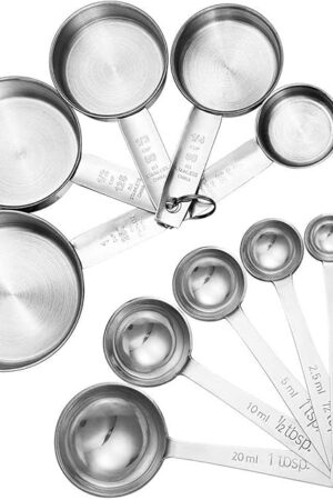 Accmor 11 Piece Stainless Steel Measuring Spoons Cups Set, Premium Stackable Tablespoons Measuring Set for Gift Dry Liquid Ingredients Cooking Baking