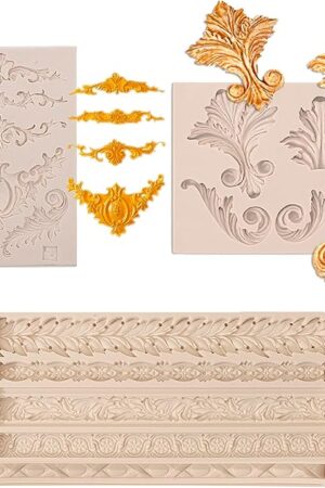 Baroque Silicone Molds, Border Chocolate Scroll Fondant Molds, for Baroque Cake, Lace Cake Cupcake Decorating, Candy, Polymer Clay, Resin, in Christmas, Halloween, Birthday Party