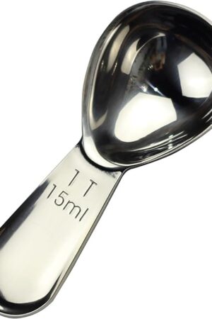 CoaGu Short Handle Coffee Scoop 15ml (1 Tbsp) - Stainless Steel Measuring Spoon for Ground Coffee, Spices & Protein Powder - Compact Design Fits Small Jars, Dishwasher Safe & Rust-Resistant