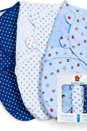 3 Pack Baby Swaddle 0-3 Months - Infant Adjustable Newborn Swaddles Blanket Baby Girl Boy, Swaddling Wrap Blanket Sleep Sack for Newborn-Blue