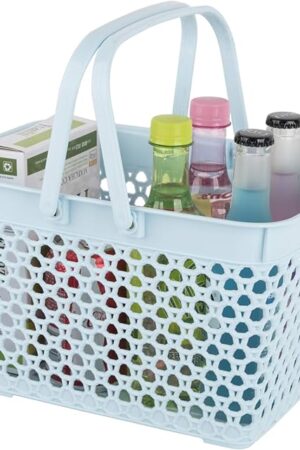 Anyoifax Portable Shower Caddy Basket Plastic Cleaning Tote with Handles Large Storage Organizer Bin for Bathroom, College Dorm, Pantry, Kitchen, Blue