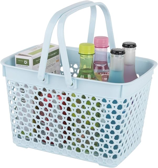 Anyoifax Portable Shower Caddy Basket Plastic Cleaning Tote with Handles Large Storage Organizer Bin for Bathroom, College Dorm, Pantry, Kitchen, Blue