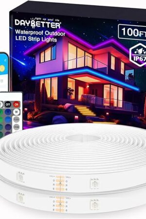 100ft Outdoor LED Strip Lights Waterproof, IP67 Waterproof LED Light Strips with Remote and APP Control, Timing, Music Sync RGB Exterior LED Rope Lights for Outside, Roof, Deck, Balcony, Garden, Pool