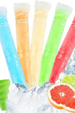 150 Disposable Popsicle Mold Bags, 11" x 2" BPA-Free Freezer Tubes with Zip Seals and Funnel, Ideal for Ice Pops, Yogurt, Juice, Smoothies, Healthy Snacks