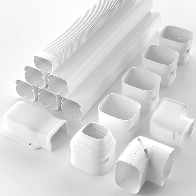 3'' 19Ft Mini Split Line Set Cover Kit for Minisplit Ductless Linset Air Conditioners and Heat Pumps, Central AC Decorative Upgraded UV-Proof Strong & Durability PVC Pipe