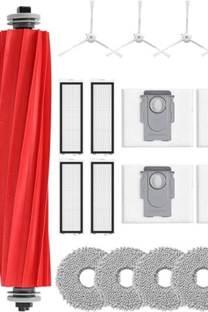 19 Pack Replacement Parts for Qrevo S/Qrevo Pro/Qrevo MaxV Robot Vacuum Cleaner Accessories Replacement Kits (2 Rolling Brush + 4 HEPA Filters + 4 Dust Bags + 4 Mop Pads + 4 Side Brushes)