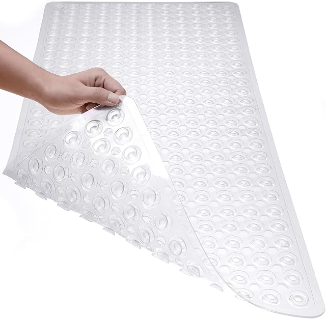 Bath Mat Non Slip with Suction Cups, Drain Holes, Machine Washable