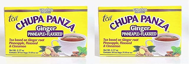CHUPA Panza 2-Pack Tea with Ginger, Pineapple, Flaxseed & Cinnamon | Weight Loss Tea | 30 Tea Bags per Pack | 0.10 oz Each Bag