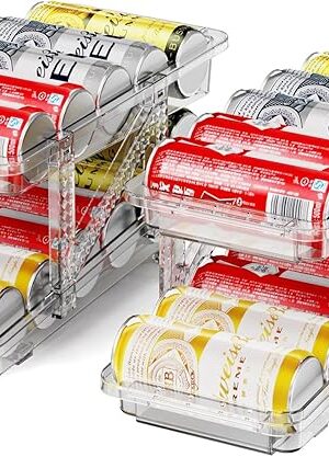 Clear Drink Organizer Can Dispenser with Adjustable Width, 2 Pack