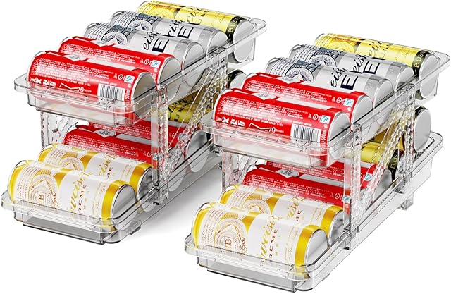 Clear Drink Organizer Can Dispenser with Adjustable Width, 2 Pack