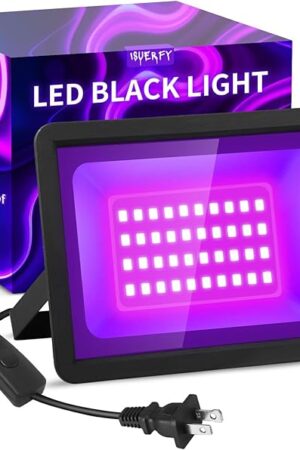 50W LED Black Light IP66 Waterproof, Outdoor Blacklight Flood Light with Switch+6FT Cord, Blacklight Spotlight for Neon Glow in The Dark Party Body Paint Fluorescent Poster Classroom Bedroom Halloween