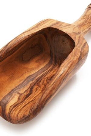 Berard Wooden Scoop for Canisters, 7 Inches Olivewood Scooper for Bath Salts, Coffee Scoop for Ground Coffee, Food Scoop for Popcorn, Coffee Bean, Flour and Sugar, Handcrafted