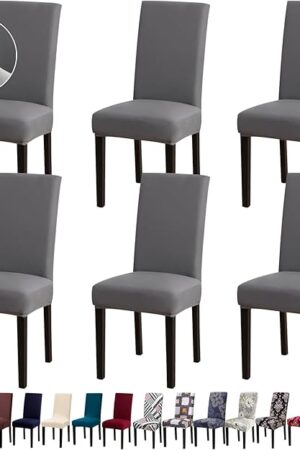 Chair Covers, Stretch Kitchen Dining Room Chair Covers Set of 6, Removable Washable Dining Chair Slipcovers for Home, Hotel, Banquet