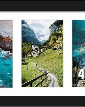 8x14 Collage Picture Frame, 4x6 Collage Picture Frame Displays Three 4x6 inch Photos, or 8x14 (Without Mat) for Available Horizontal Wall Mounting Display and Vertical, Black.