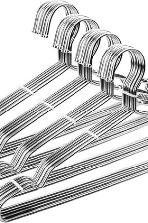 Coat Hangers 40 Pack Clothes Hangers, Seropy Metal Hanger Heavy Duty Wire Hangers with Non Slip Notch, Ultra Thin Stainless Steel Hanger Space Saving Clothing 16.5 Inch