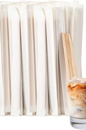 1000 Pcs Coffee Stirrers 5.5 Inch Wood Coffee Stir Sticks Individually Wrapped Wooden Stir Sticks Disposable Wood Stir Sticks Eco-Friendly Wood Coffee Stir Sticks for Coffee, Cocktail (1000 PCS)