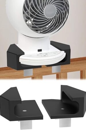 Bunk Bed Holder For Woozoo Desk Fan(8.27" Diameter Models), Bunk Buddy For Woozoo Air Circulator, Clip-On Holder For Desk Fan, Dorm/Bedroom/Office/College Room Fan Accessory(Black)