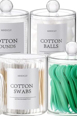 Bathroom Organizers and Storage,4 Pack Bathroom Accessories,Bathroom Decor,Home Decor,Bathroom Storage and Organization,Qtip Holder for Room Decor Aesthetic