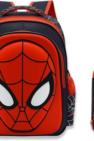 Cartoon Spidey Schoolbag with Pencil Case - 3D, Waterproof, Large-Capacity for Primary School Boys (14in)