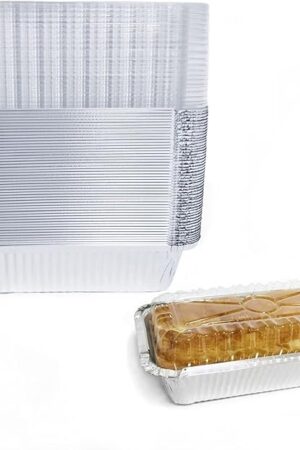 Disposable Loaf Pan with Lid for Baking - 1.5 Lb Disposable Bread Pans - Meatloaf Pans – 50 Aluminum Foil Pans and 50 Clear Lids - Perfect for Baking Cakes, Bread, Meatloaf…
