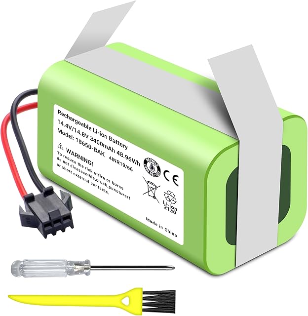 3400Mah Battery for Lefant M210 M210B M210P M213 M213S Series Robot Vacuum Cleaner 14.4V 36.3Wh with Installation Tools Vacuums Lithium Ion Batteria Replacement New