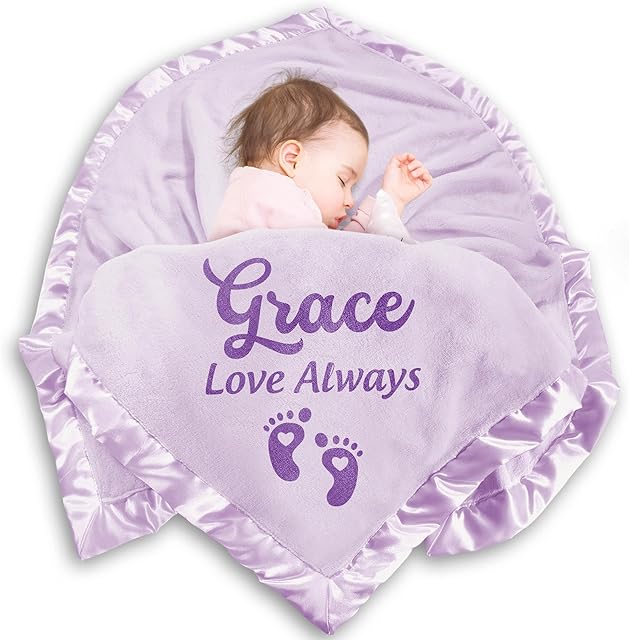 Yofair Personalized Baby Blanket for Girls Boys Custom Blanket with Name Customized Baby Gifts for Newborn