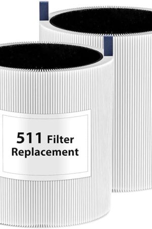 Blue Pure 511 Filter Replacement - 2 Pack, Compatible With Blueair 511 Air Cleaner, 3-In-1 True HEPA & Activated Carbon Filter