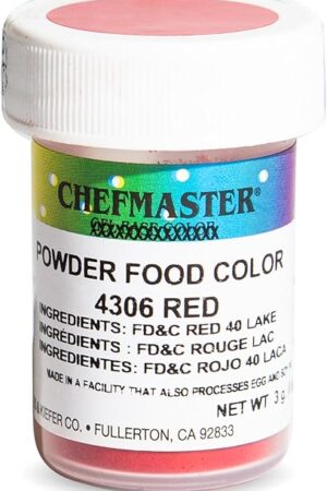 Chefmaster Red Dry Powder Candy Color | Vibrant Shades | Chocolate, Macarons, Fondant | Decorating | Professional-Grade Dye | Easy-to-Use | Manufactured in USA | 3 grams